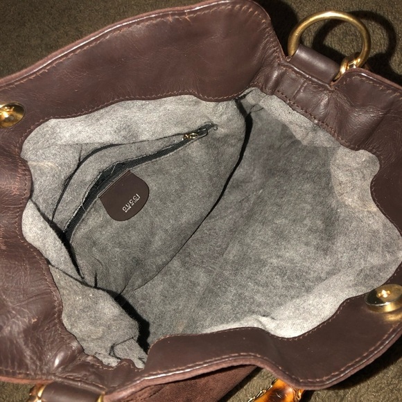 Authentic GUCCI Bamboo Hand Bag Suede 2way Dark Brown + COA - Picture 7 of 12